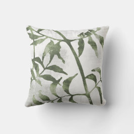 Coussin Sage Olive Green Botanical Stems and Leaves