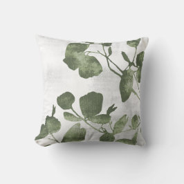 Coussin Sage Olive Green Botanical Tree Leaves