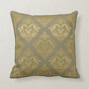 Coussin Sage Reen & Gold Damas géométriques