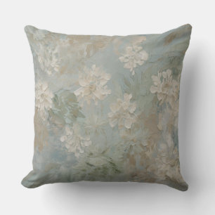 Coussin Sage Vert Bleu Turquoise Floral Beige