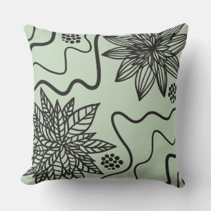Coussin SAGE VERT FLORAL NOIR DESIGN rétroprojecteur rétro