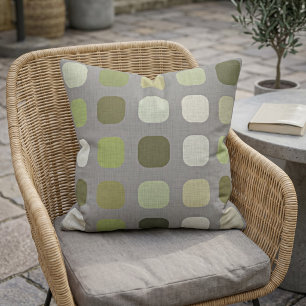 Coussin Sage Vert Olive Carrés Ronds Motif Sur Gris