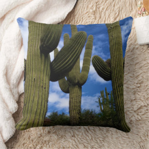 Coussin Saguaro Cactus Trio / Blue Sky & Clouds / Arizona