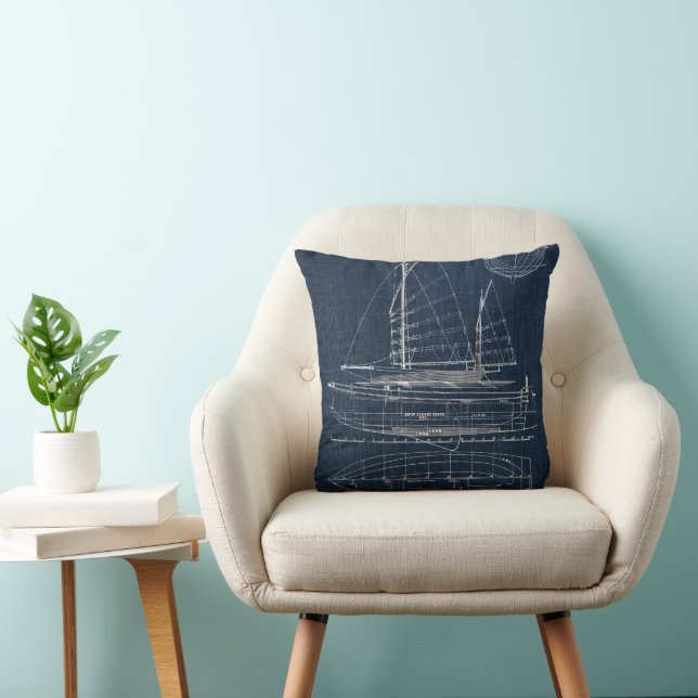 Coussin Sailboat Blueprints (Chaise)