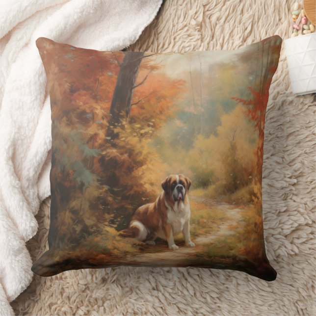 Coussin Saint Bernard en automne Feuilles Automne automne  (Couverture)