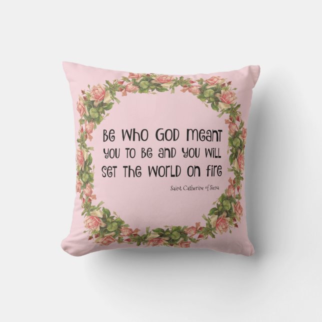 Coussin Saint Catherine des roses de citation de Sienne (Recto)