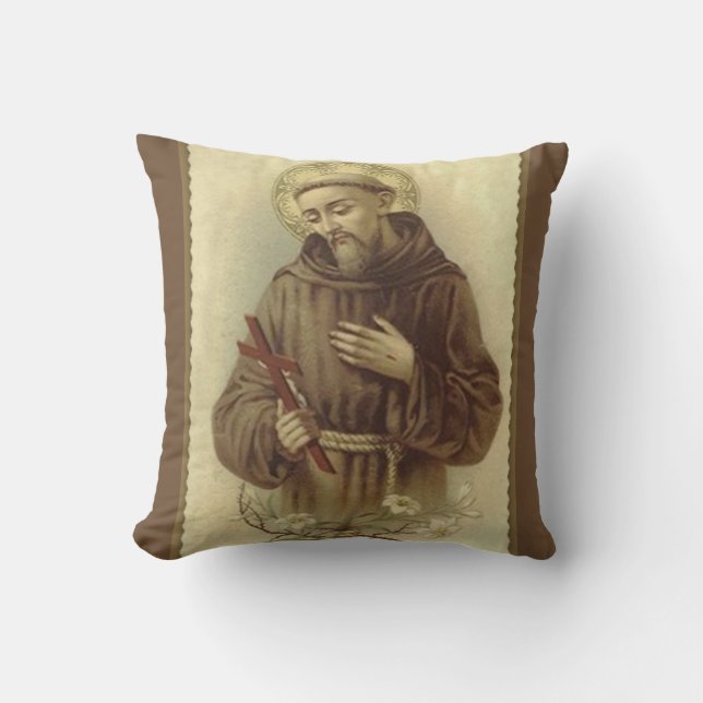 Coussin Saint François d'Assise Patron Saint des Animaux (Recto)