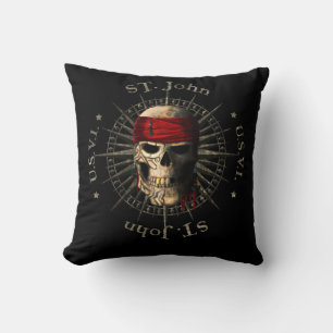 Coussin Saint John USVI Pirate Skull
