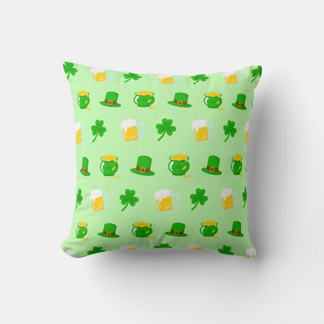 Coussin Saint Patrick's Day Shamrock Pot of Gold Celtic Kn (Recto)