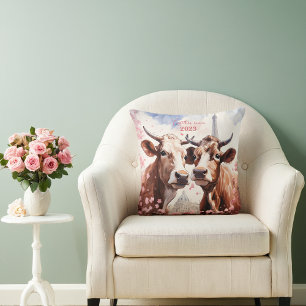 Coussin Saint Valentin à Paris - Couple de vaches -