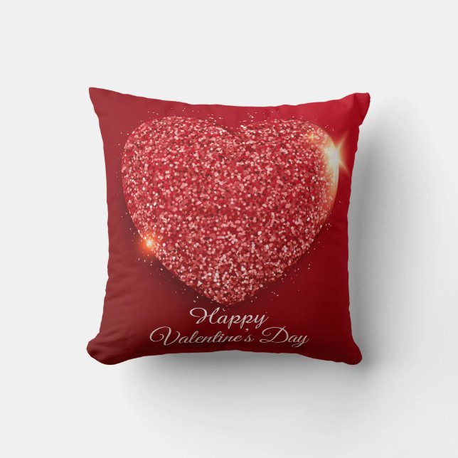 Coussin Saint Valentin Coeur étincelant Rouge (Recto)