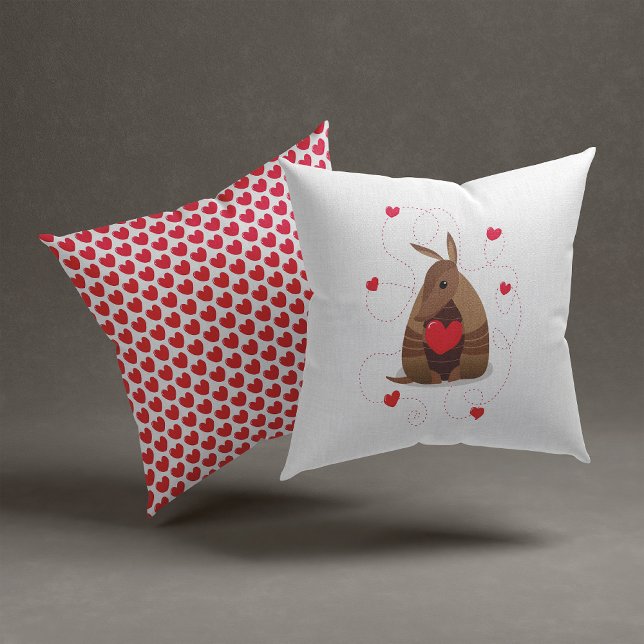 Coussin Saint Valentin Coeur Texas Armadillo (Créateur téléchargé)