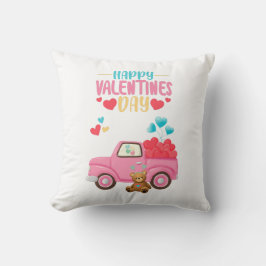 Coussin Saint Valentin Coeurs mignons Camion rose Teddy Be