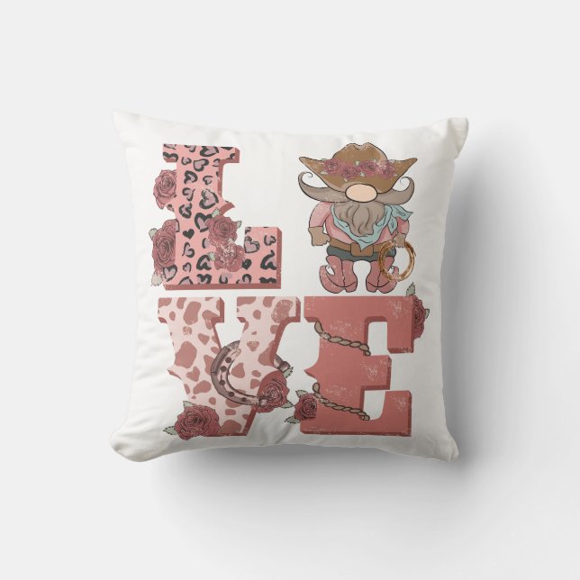 Coussin Saint Valentin Cowboy Gnome (Recto)