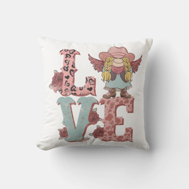 Coussin Saint Valentin Cowgirl Love (Recto)