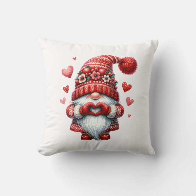 Coussin Saint Valentin Gnome avec coeur (Recto)