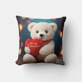 Coussin Saint-Valentin Ours en peluche (bleu)
