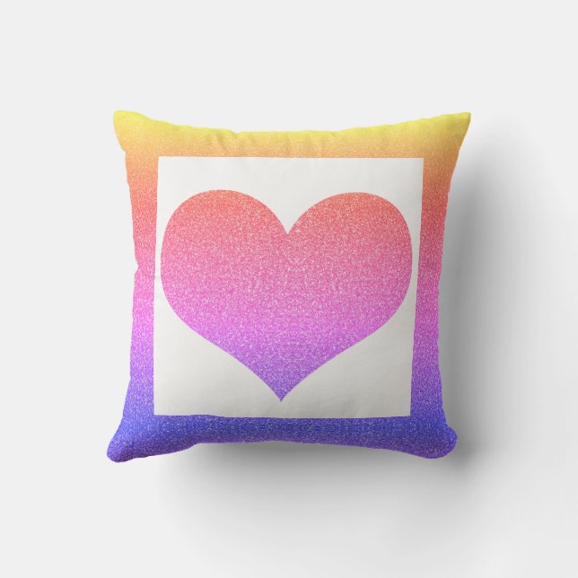 Coussin Saint-Valentin Rose Violet Ombre Paillettes Cœur  (Verso)