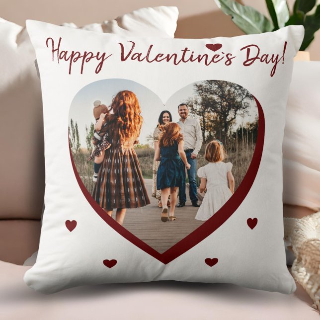 Coussin Saint Valentin Rouge Coeur Famille Script (Créateur téléchargé)
