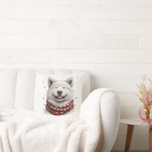Coussin Saint-Valentin Samoyède Chien