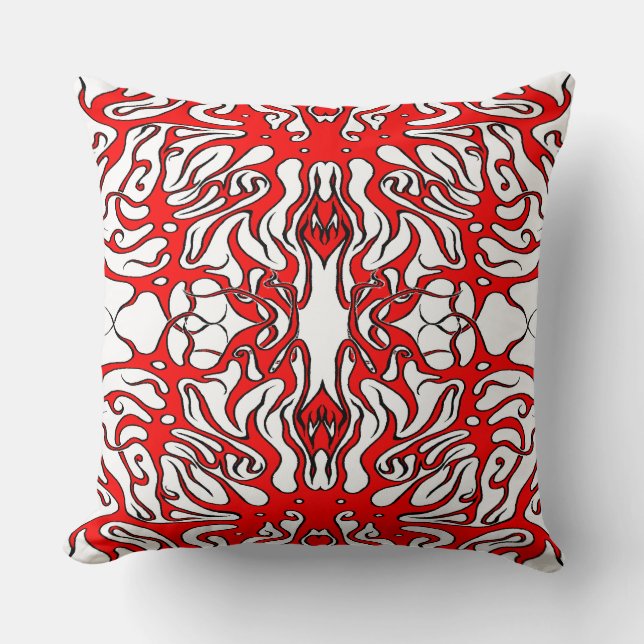 Coussin Saint-Valentin Tatouage Tribal des Coeurs rouges (Recto)