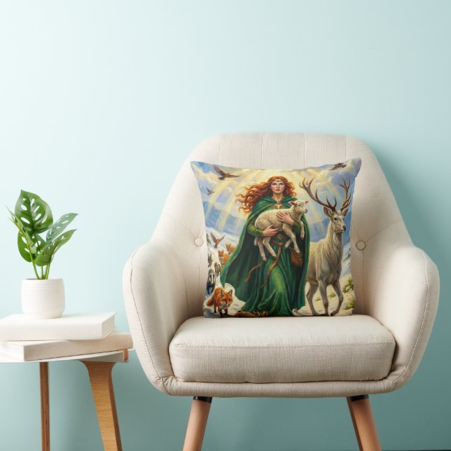 Coussin Sainte Brigitte Déesse Printanière Bois Animaux Im (Chaise)