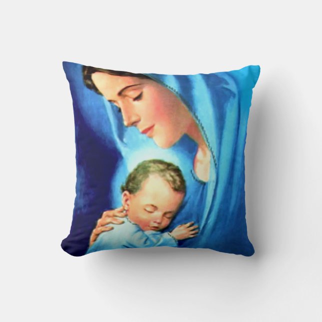 Coussin Sainte Vierge Marie avec Bébé Jésus (Recto)