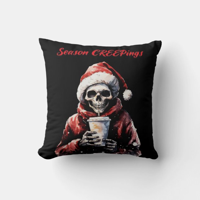 Coussin Saison Creeping Squelette de Noël (Recto)