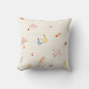 Coussin Saison d'automne : Doodles rayés colorés.