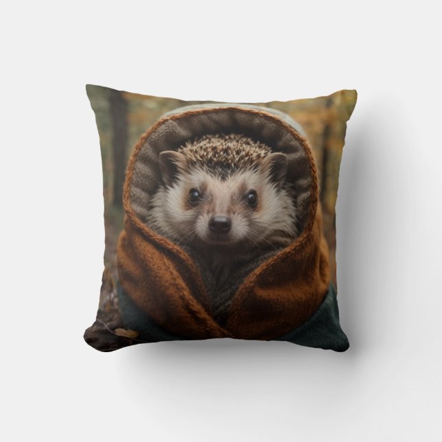 Coussin Saison d'automne du Hérisson confortable (Recto)