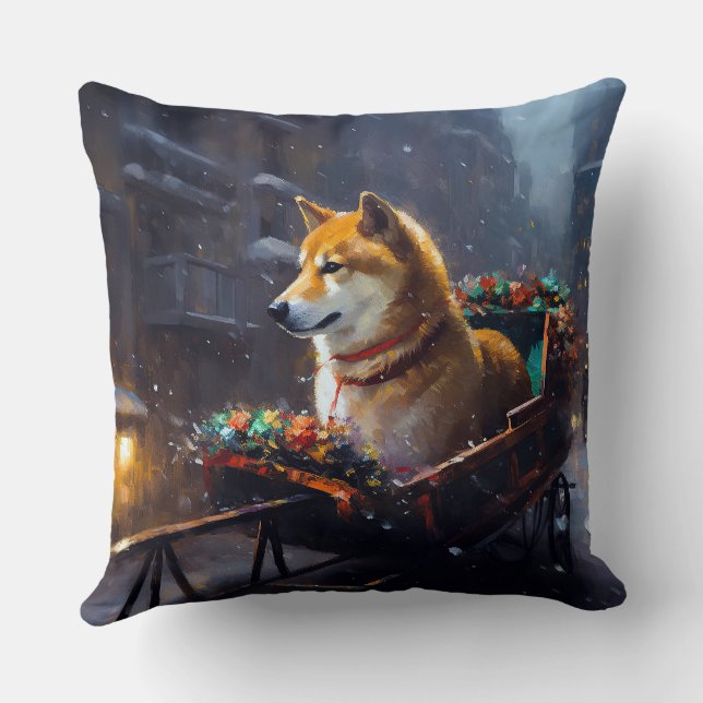 Coussin Saison de Noël de Shiba Inu (Verso)