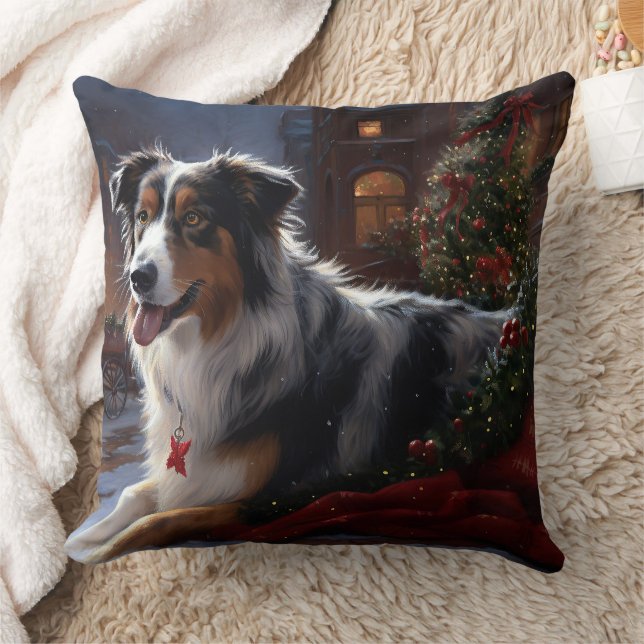 Coussin Saison de Noël du berger australien (Couverture)