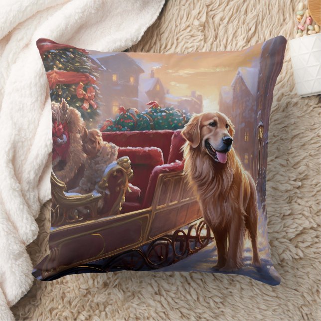Coussin Saison de Noël Golden Retriever (Couverture)