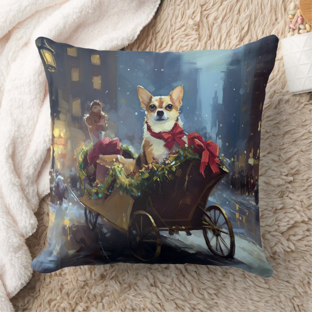 Coussin saison des fêtes de Noël de chihuahua (Couverture)