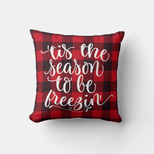 Coussin Saison être Freezin Funny Buffalo Plaid Noël (Recto)