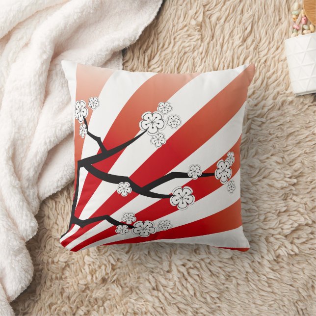 Coussin Sakura Sunrise Zen Blanc Cerise Fleurs Fleurs (Couverture)