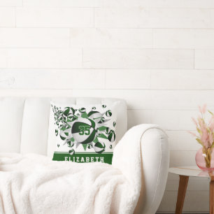 Coussin salle de sport blanche verte filles basket étoiles