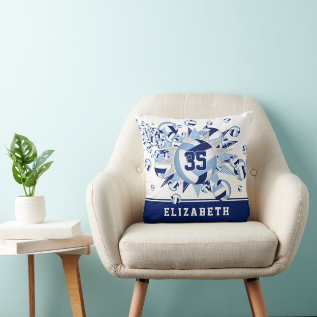 Coussin Salle de sport bleu déco filles volleyballs étoile (Chaise)