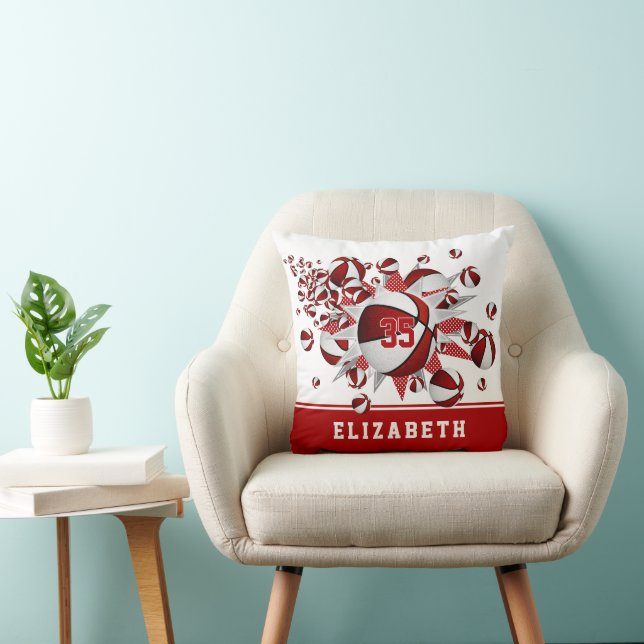 Coussin salle de sport rouge blanc filles basket étoiles (Chaise)
