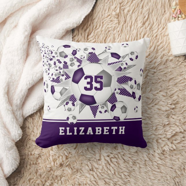 Coussin salle de sport violette filles ballon de football  (Couverture)