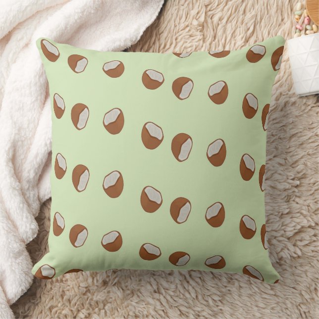 Coussin Salles de noix de coco motif sur vert (Couverture)