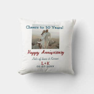 Coussin Salutations à 10 ans heureux anniversaire ajouter 