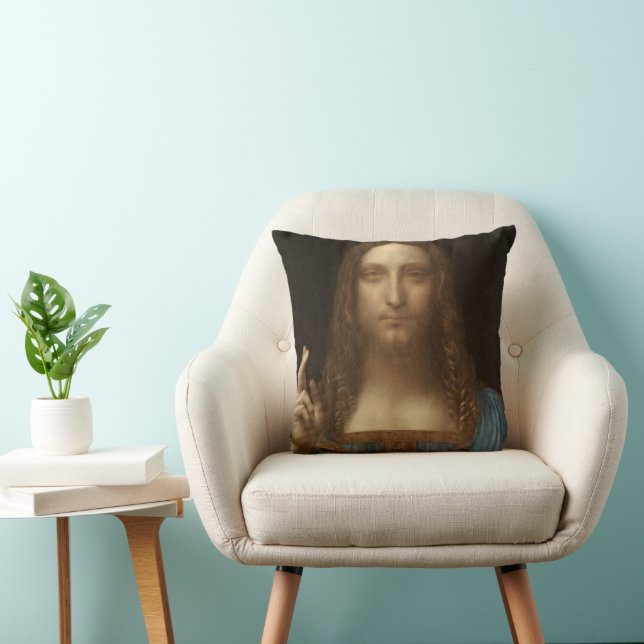 Coussin Salvator Mundi de Léonard de Vinci (Jésus-Christ) (Chaise)