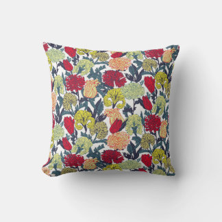 Coussin Sameless colorful flowers Pattern on white backgro
