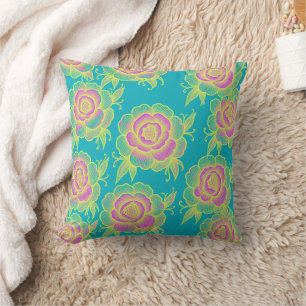 Coussin Sami 💜 Fleurs Baroques Violettes