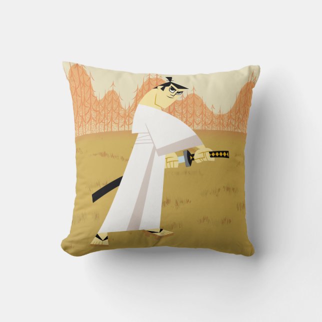 Coussin Samouraï Jack Drawing Sword (Recto)
