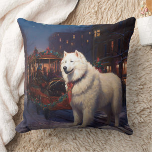 Coussin Samoyède Saison de Fêtes de Noël 
