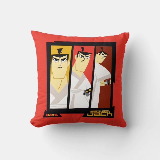 Coussin Samurai Jack Character Tri-Panel Futuristic Frame (Recto)