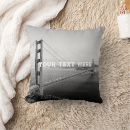 Coussin San Francisco Golden Gate noir blanc Vintage
