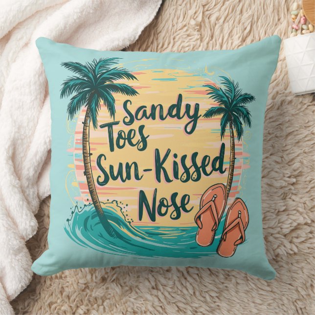 Coussin Sandy Toes Soleil Baisé Nez Plage Esthétique (Couverture)